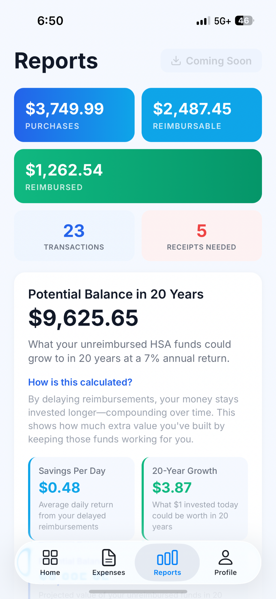 HSA Tracker Pro app screenshot